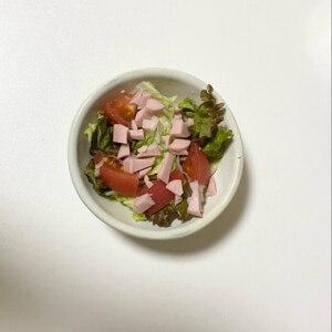 レタスと魚肉ソーセージとトマトのサラダ